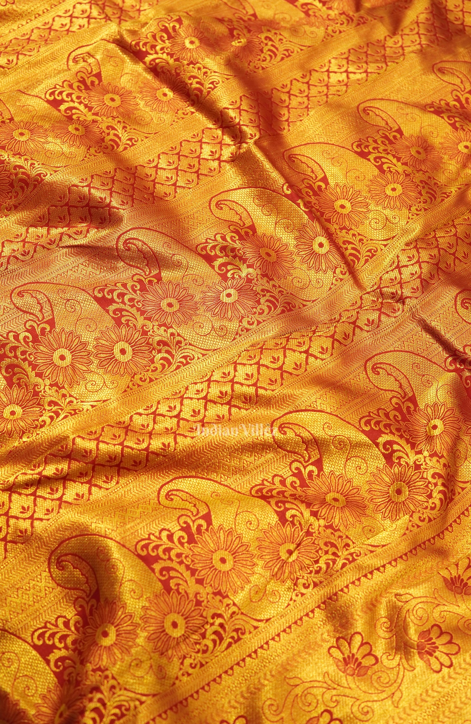Exclusive Red With Golden Body Work Pure Kanjivaram Silk Saree