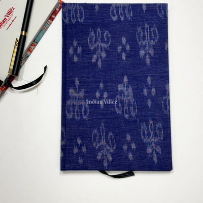 Blue Handmade Ikat Woven Cotton Fabric Cover Diary