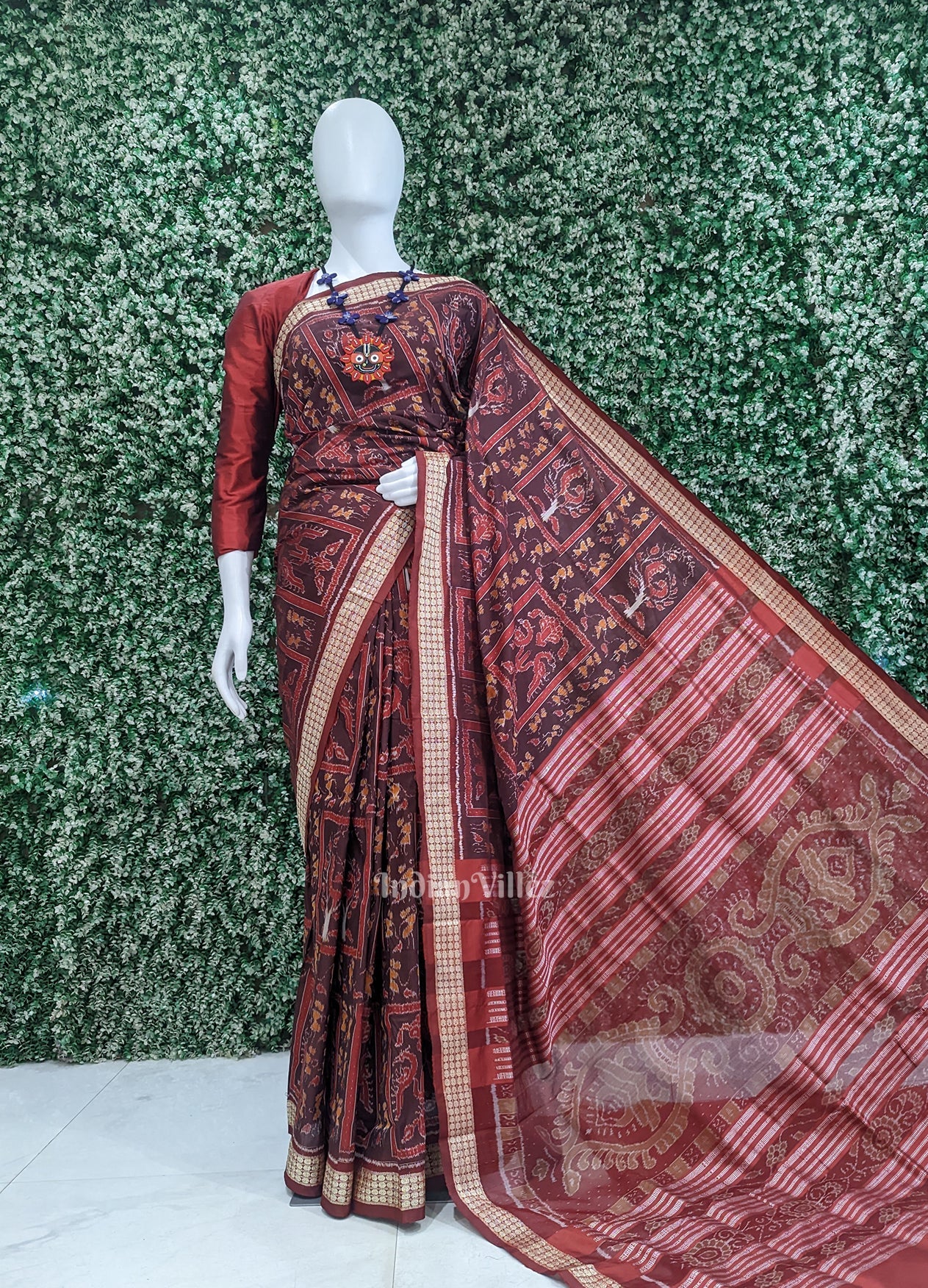 Brown Coffee Tribal Theme Sambalpuri Silk Saree
