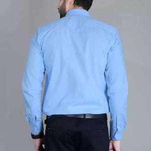 Frankshop Sky Blue Casual Cotton Shirt for Man