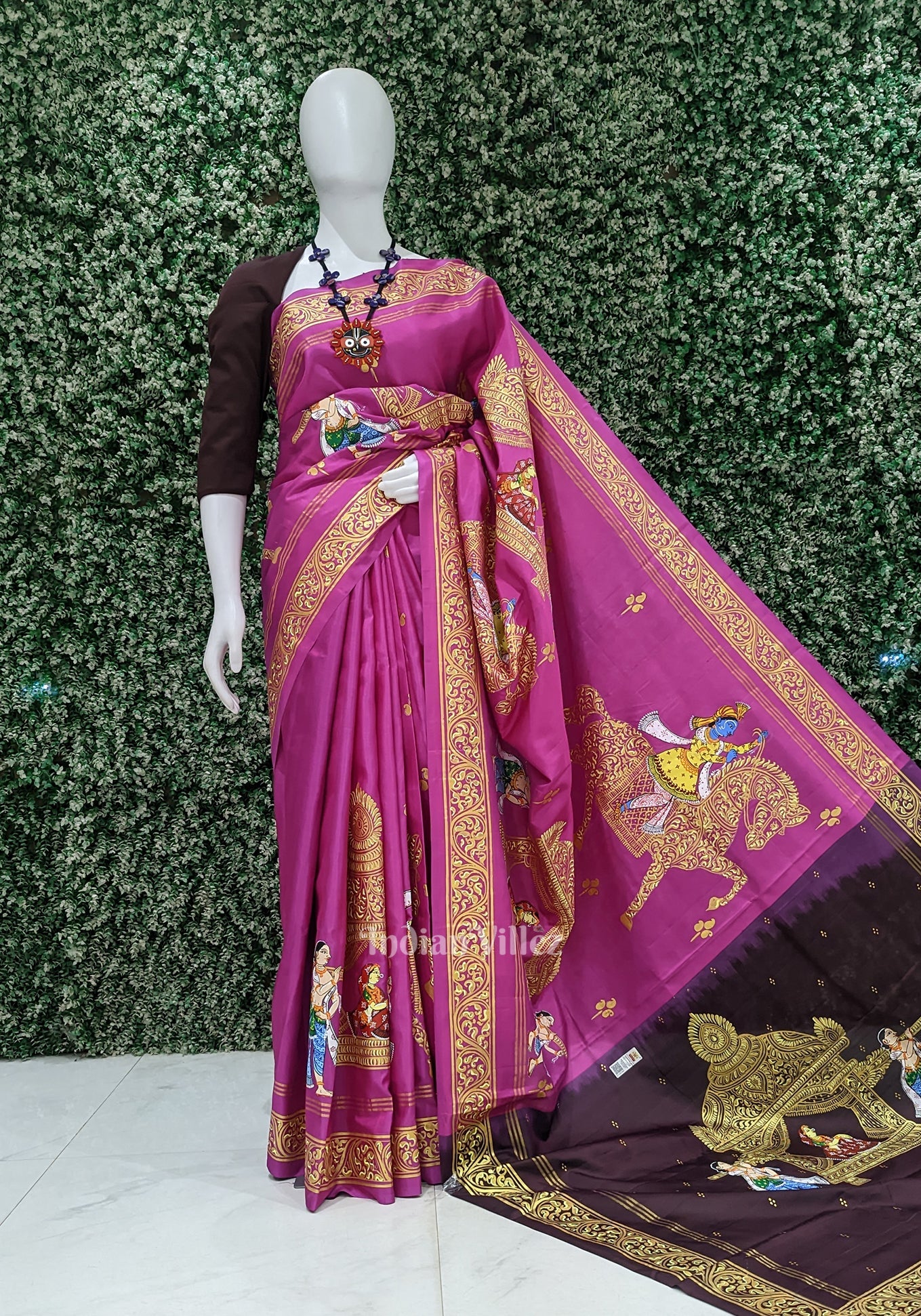 Coffee with Rani Pink Doli Barat /Palki Theme Pattachitra Silk Saree