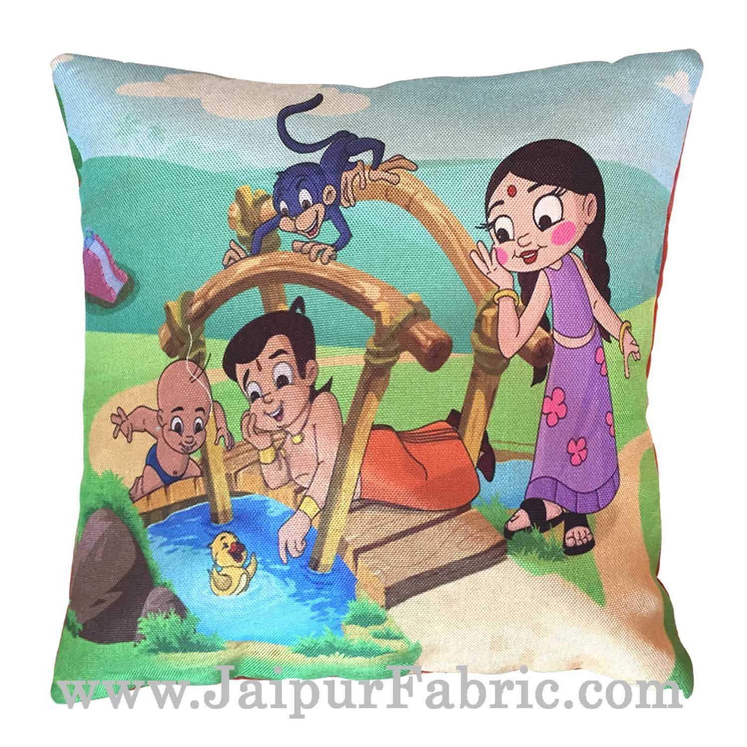 Jute Cushion Cover Digital Print Chota Bheem