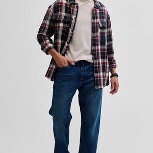 Black Double Pocket Flannel Overshirt