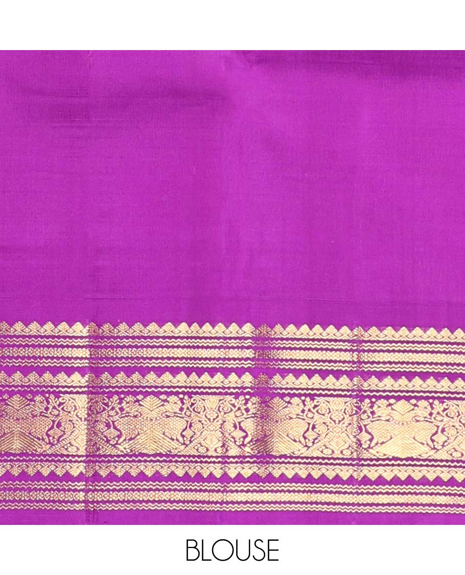 Pink striped silk saree,intricate pallu & contrast korai border of rekku, Mayil kann design