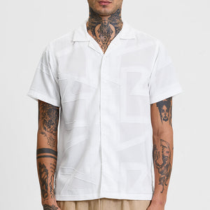 White Geometric Box Fit Shirt