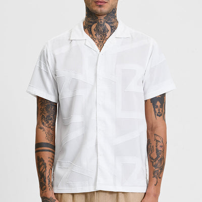 White Geometric Box Fit Shirt