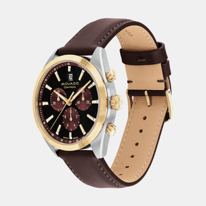 Heritage Men Quartz Black Dial Chronograph Leather Watch 3650182