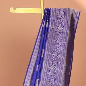 Blue elephant buttas silk saree , intricate pallu & border of thilkam mokku , muthu, banaras & jaal design
