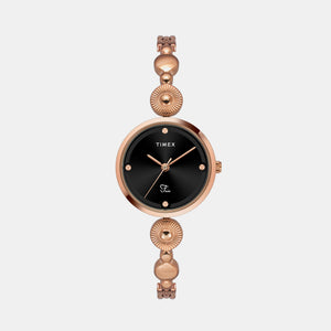 Fria Women Quartz Black Dial Analog Brass Watch TWEL18203
