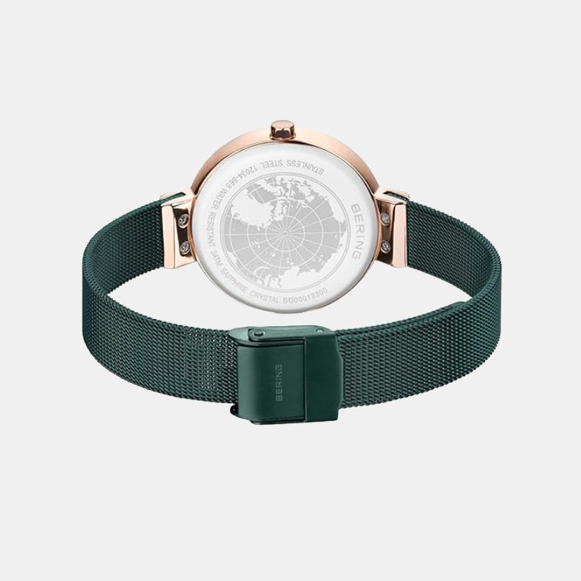 Classic Women Green Analog Stainless Steel Watch 12034-868