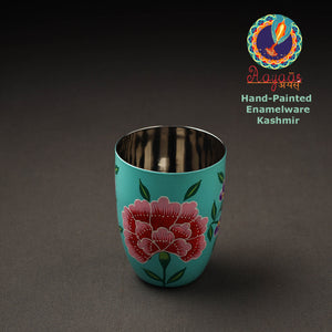 Blue - Floral Handpainted Enamelware Stainless Steel Glass
