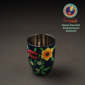 Blue - Floral Handpainted Enamelware Stainless Steel Glass