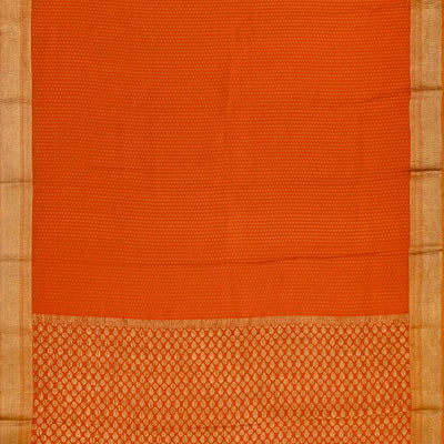 Orange Mysore Crepe Silk Saree With Floral Motifs & Zari Border