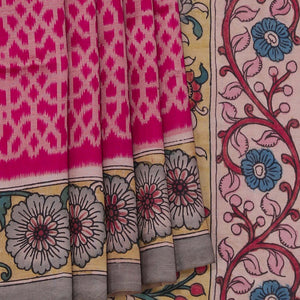 Kalamkari Painted Pink Saree