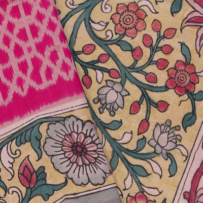 Kalamkari Painted Pink Saree