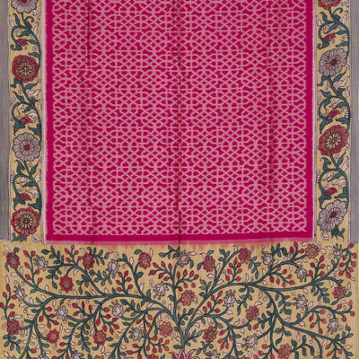 Kalamkari Painted Pink Saree
