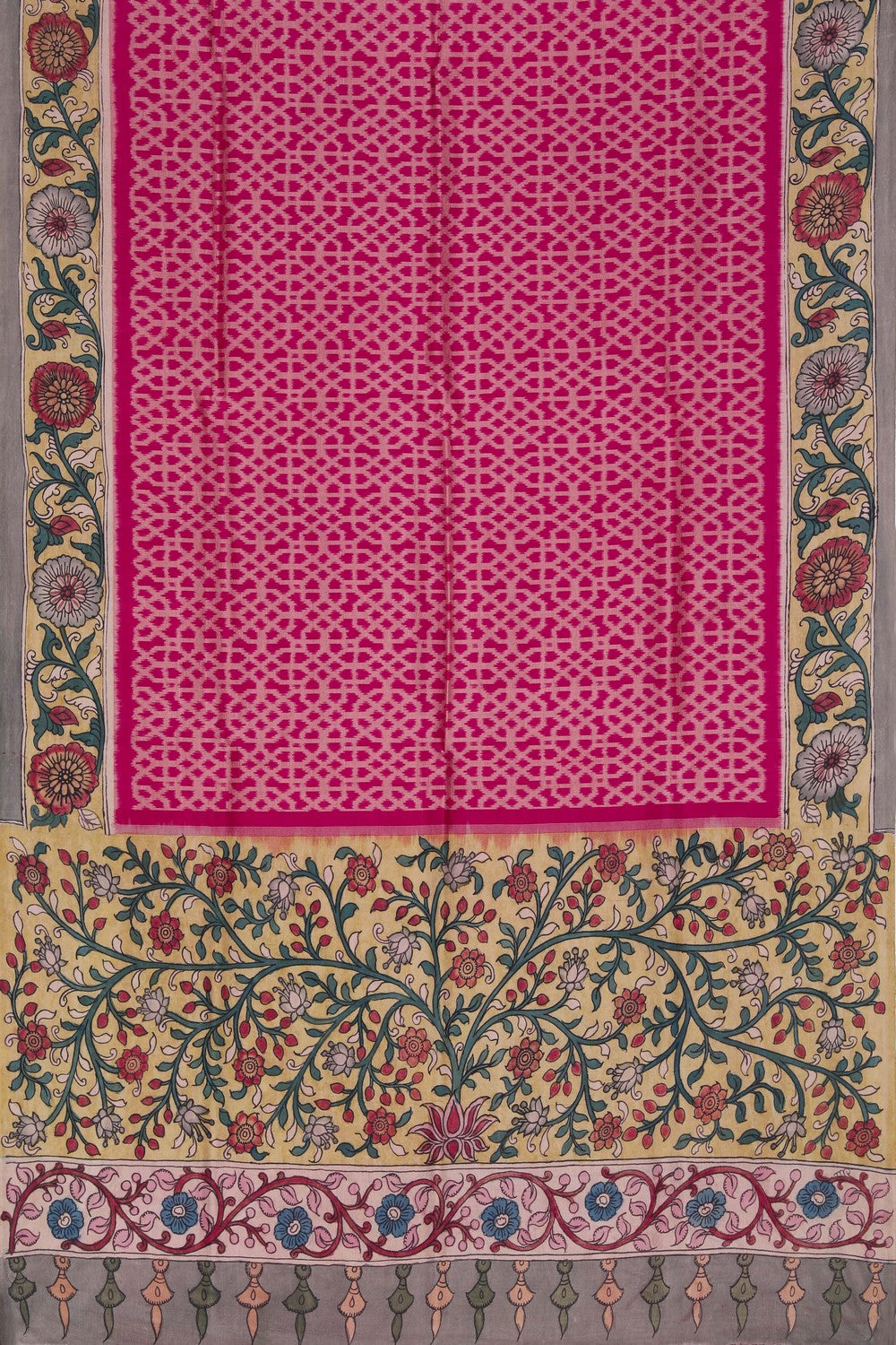 Kalamkari Painted Pink Saree