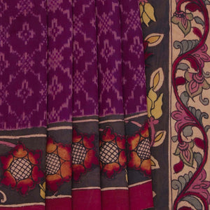 Kalamkari Painted Purple Saree