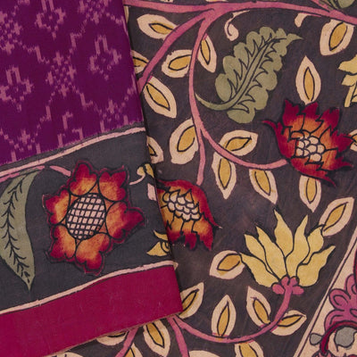 Kalamkari Painted Purple Saree