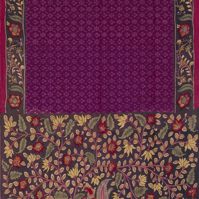 Kalamkari Painted Purple Saree
