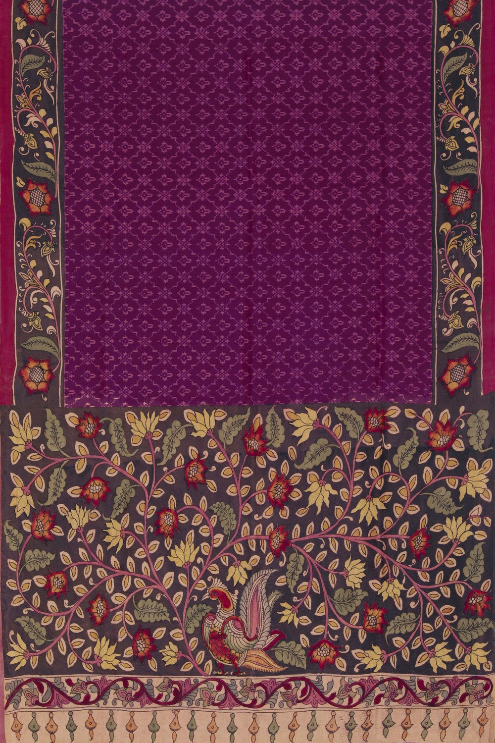 Kalamkari Painted Purple Saree