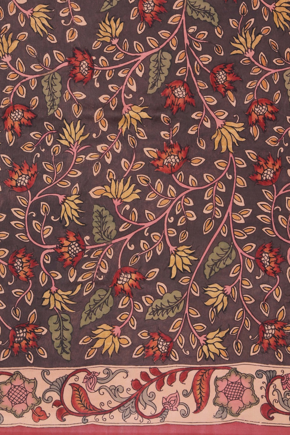Kalamkari Painted Purple Saree