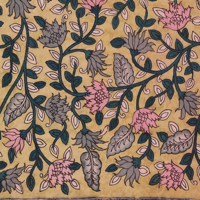 Kalamkari Painted Brownish Orange Saree
