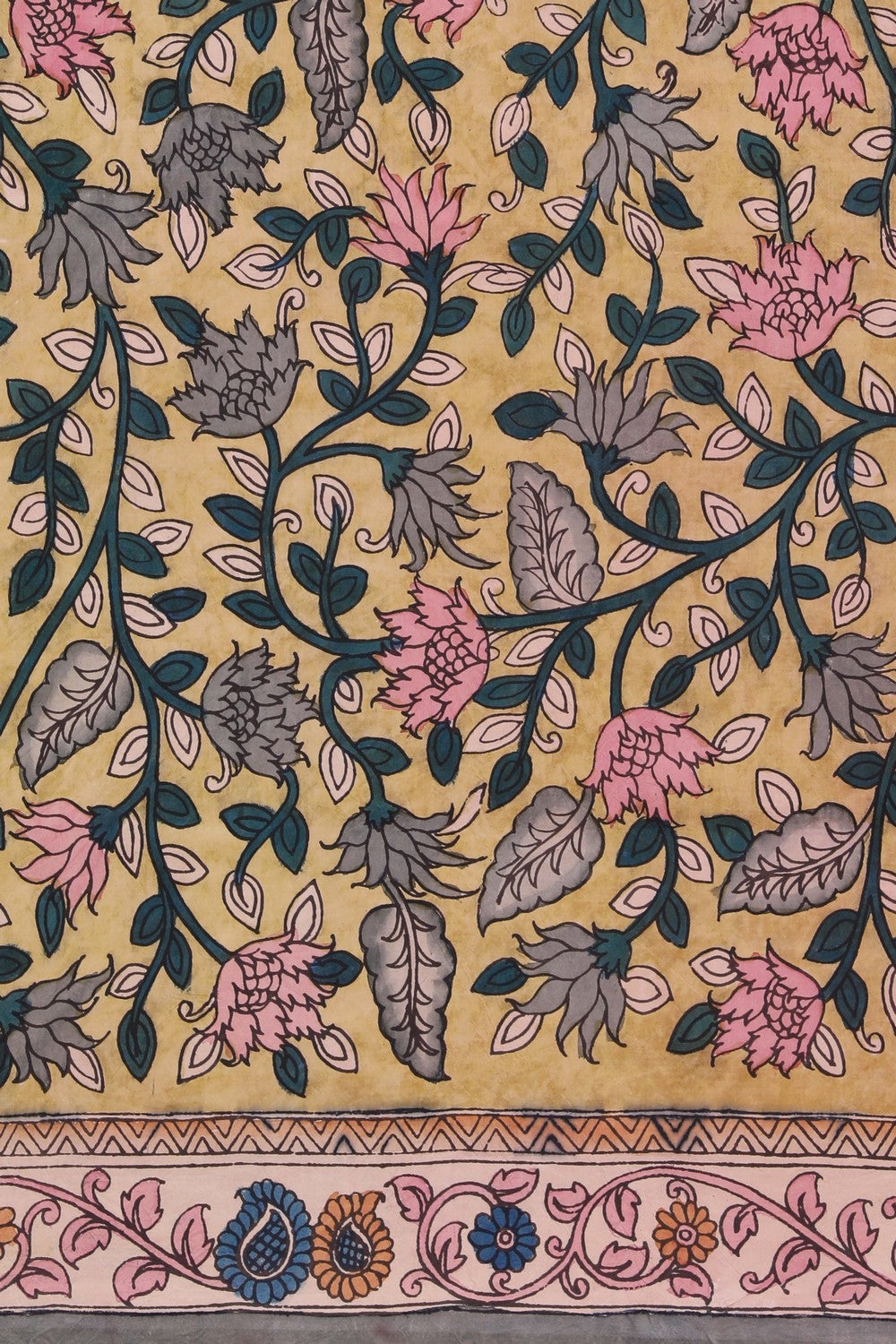 Kalamkari Painted Brownish Orange Saree