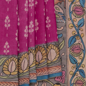 Kalamkari Painted Magenta Saree