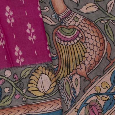 Kalamkari Painted Magenta Saree