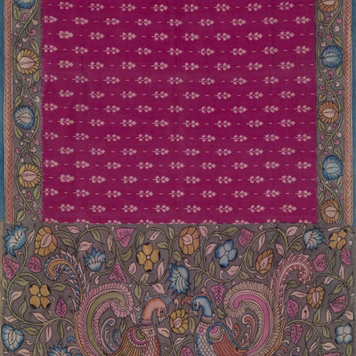 Kalamkari Painted Magenta Saree