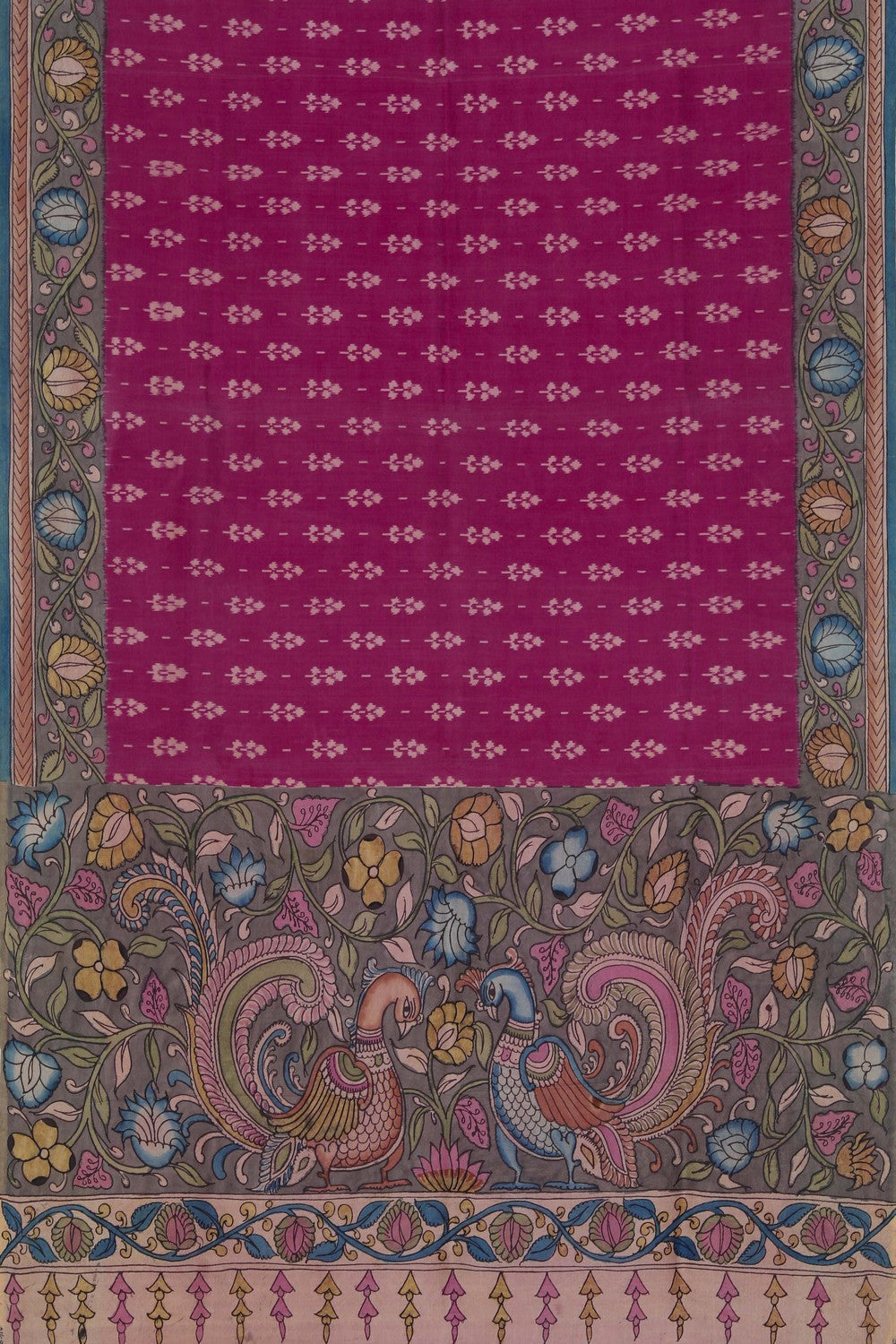 Kalamkari Painted Magenta Saree