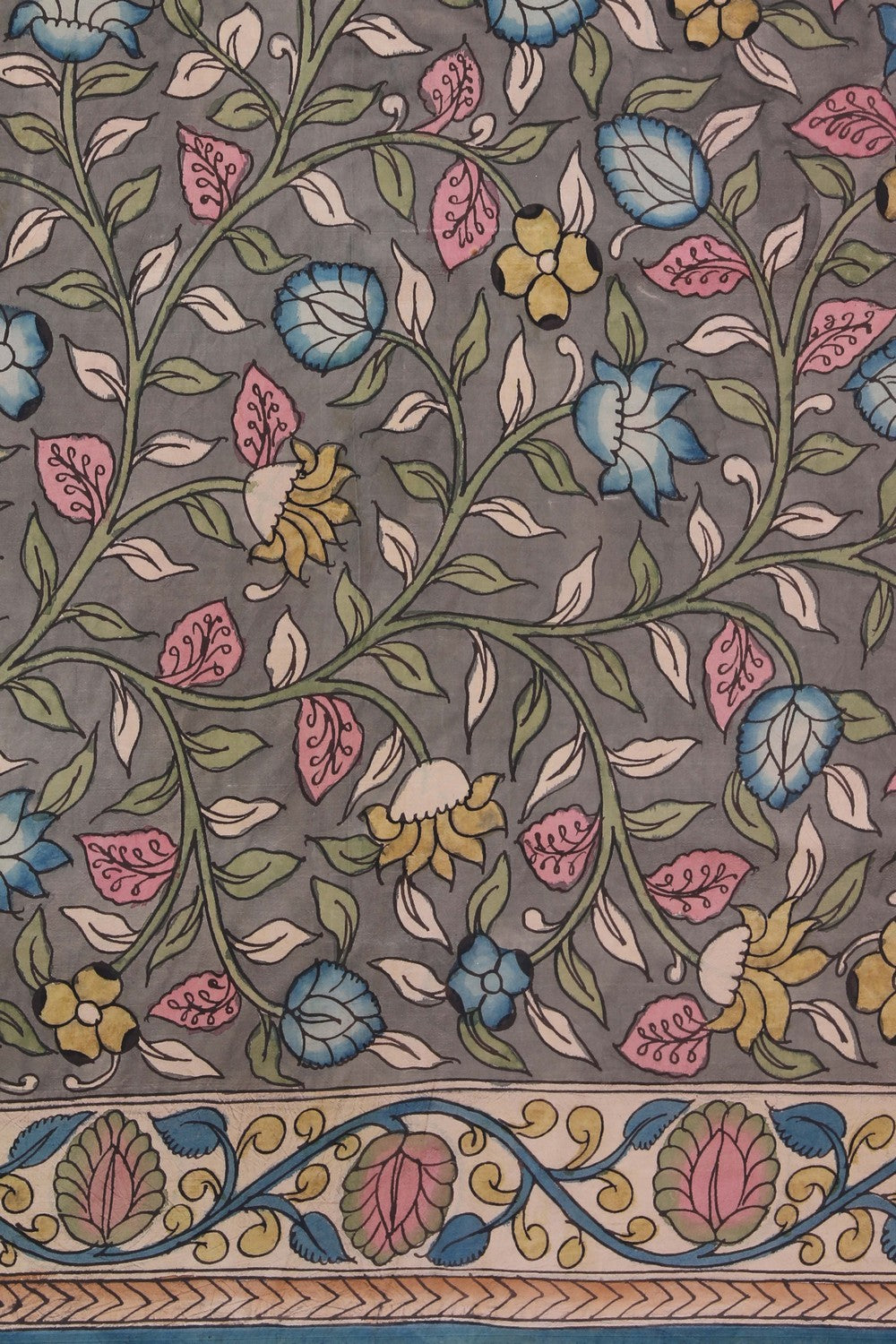 Kalamkari Painted Magenta Saree