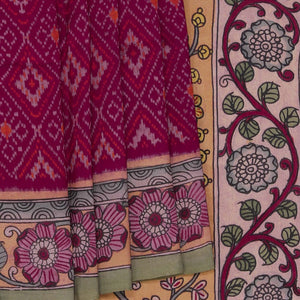 Kalamkari Painted Dark Pink Saree