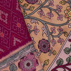 Kalamkari Painted Dark Pink Saree