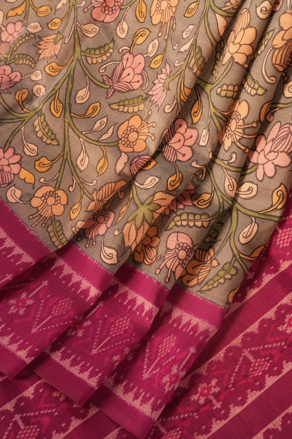 Kalamkari Hand-Painted Patola Saree