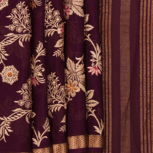 Crepe Saree With Embroidery Work