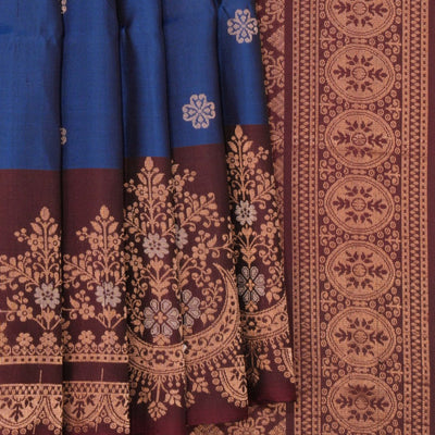 Dark Ocean Blue Silk Saree