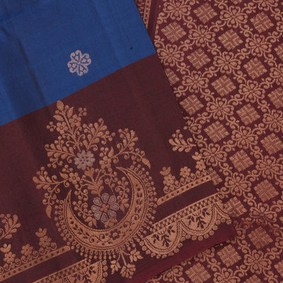 Dark Ocean Blue Silk Saree