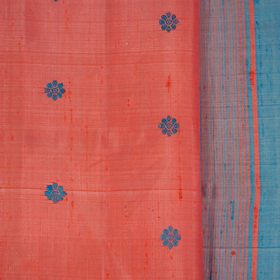 Gadwal Dupion Silk Coral Pink Saree