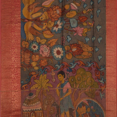 Kalamkari Hand-Painted Saree