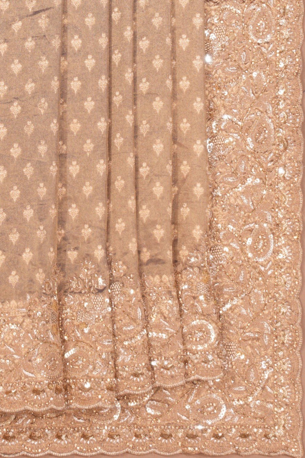 Gold Shimmering Silk Embroidery Saree