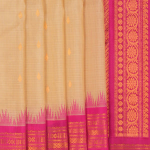 Gadwal Cotton Silk Kattam Off-White Saree