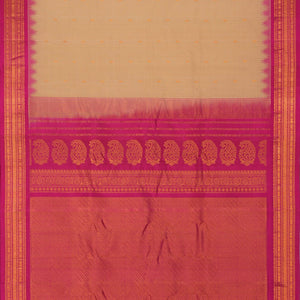 Gadwal Cotton Silk Kattam Off-White Saree