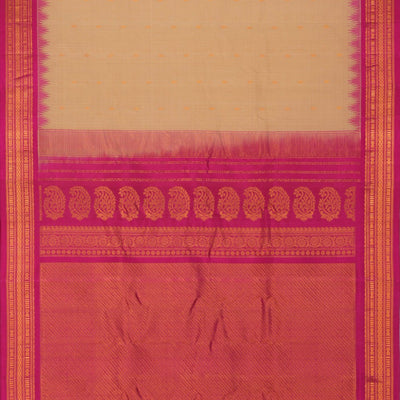 Gadwal Cotton Silk Kattam Off-White Saree