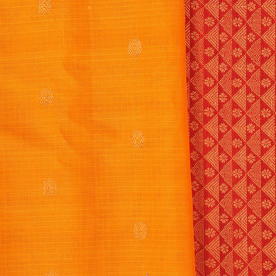 Gadwal Cotton Silk Kattam Yellow Saree