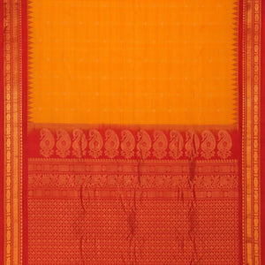 Gadwal Cotton Silk Kattam Yellow Saree