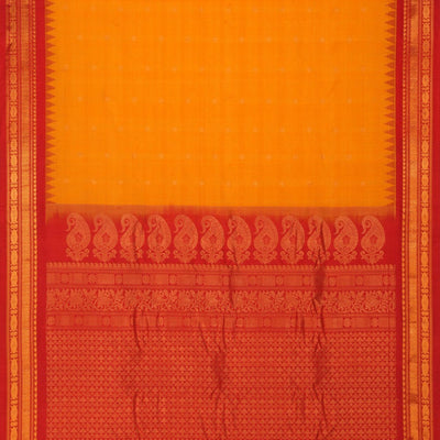 Gadwal Cotton Silk Kattam Yellow Saree
