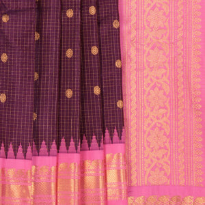 Gadwal Silk Kattam Purple Saree
