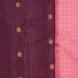 Gadwal Silk Kattam Purple Saree